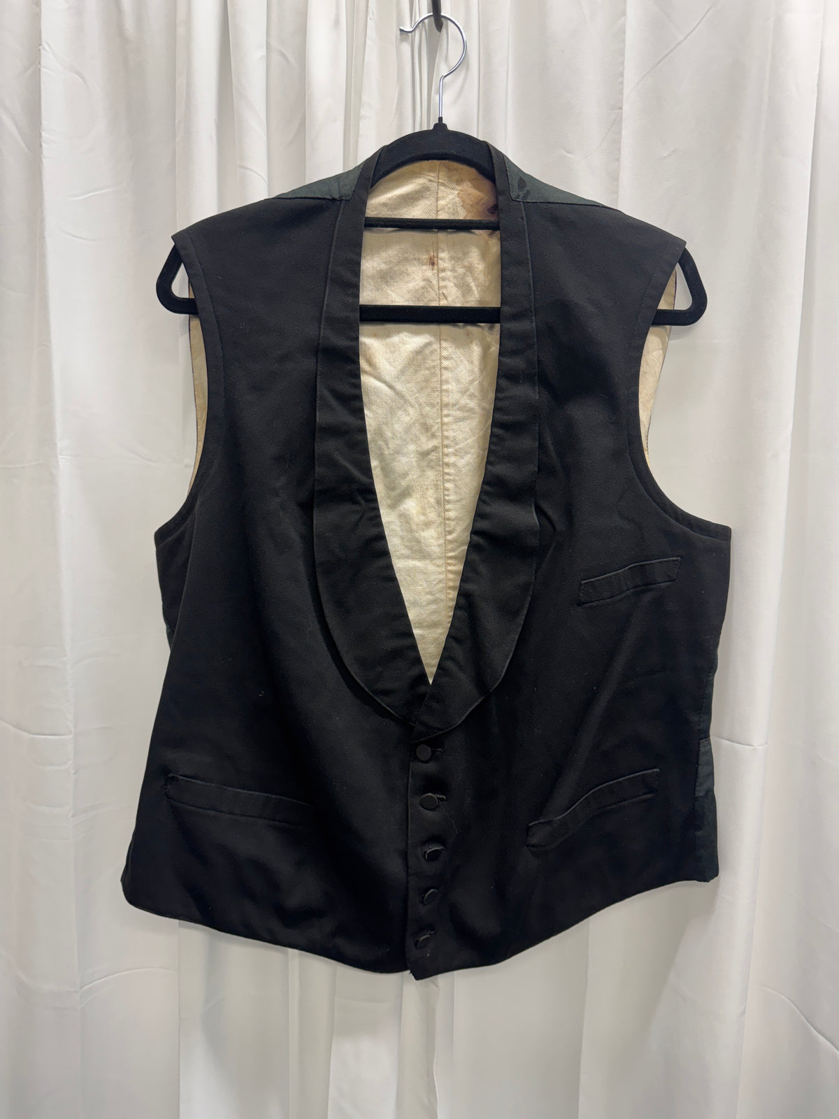 Antique c.1890-1910 Black Wool Waistcoat