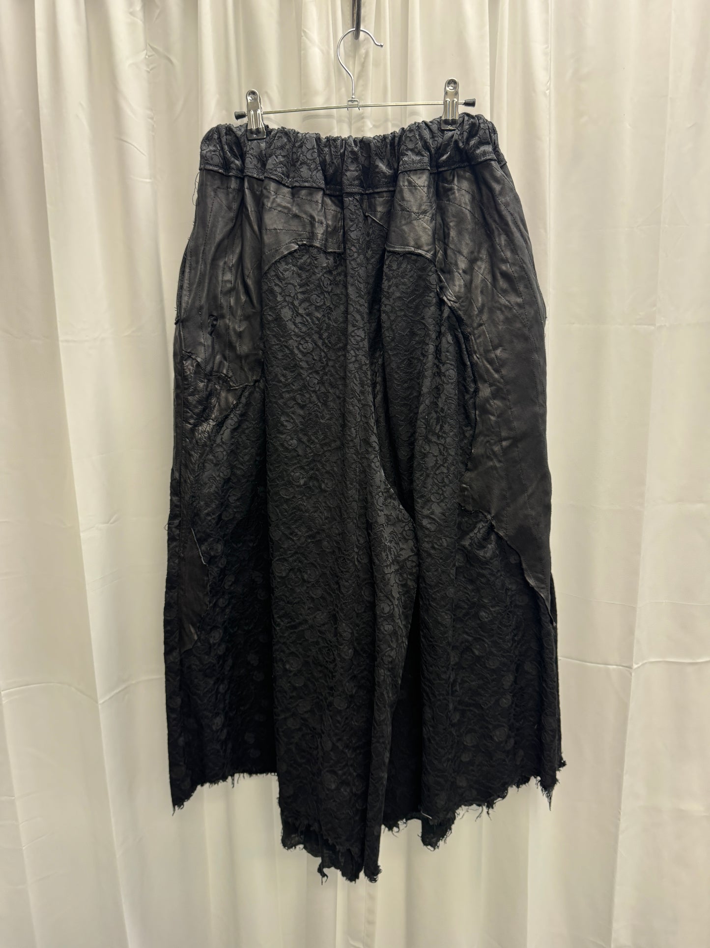 TT Shohei Takamiya Leather + Thick Lace Wide Leg Layered Trouser