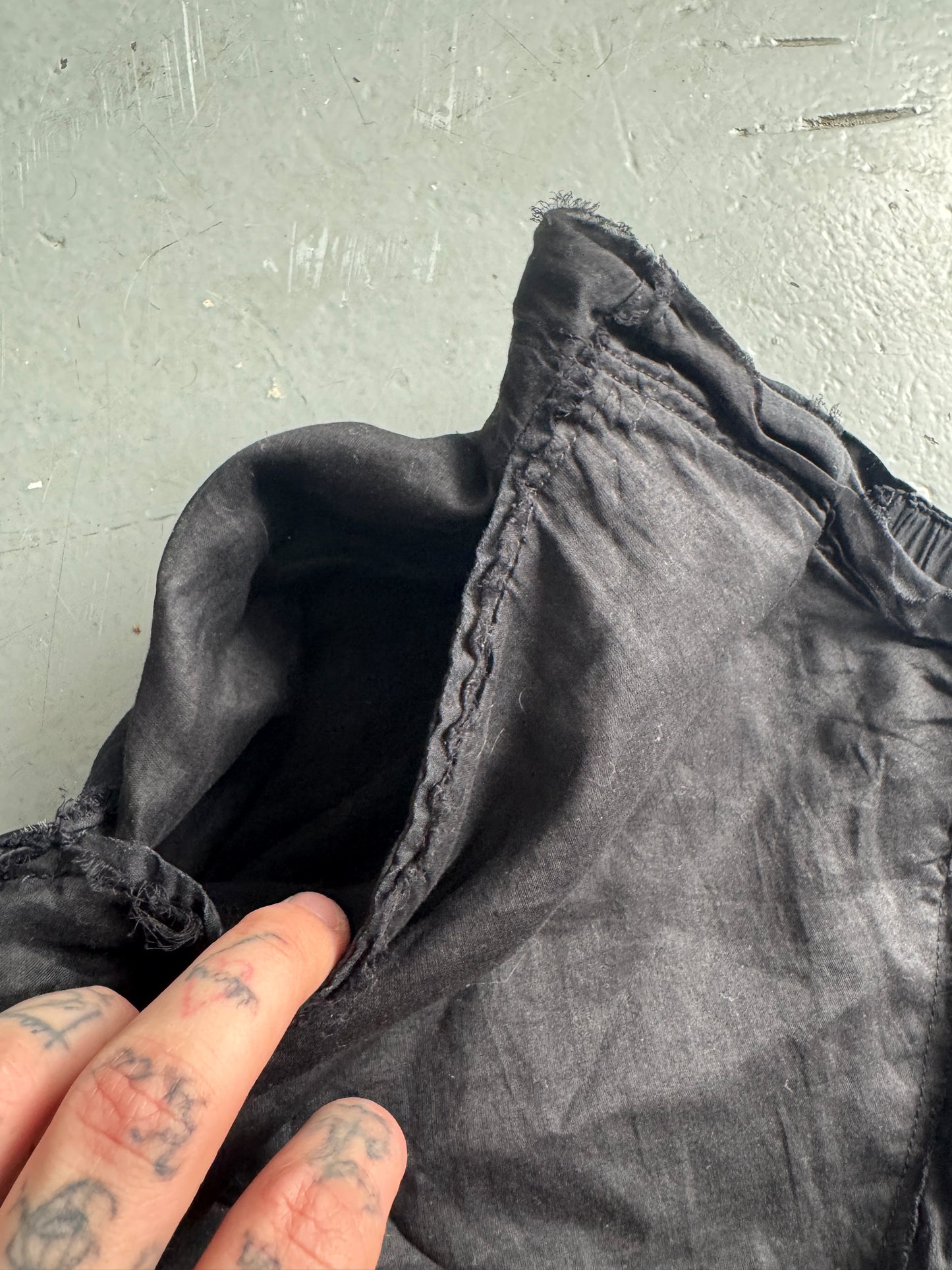 rundholz patchwork drop crotch trouser