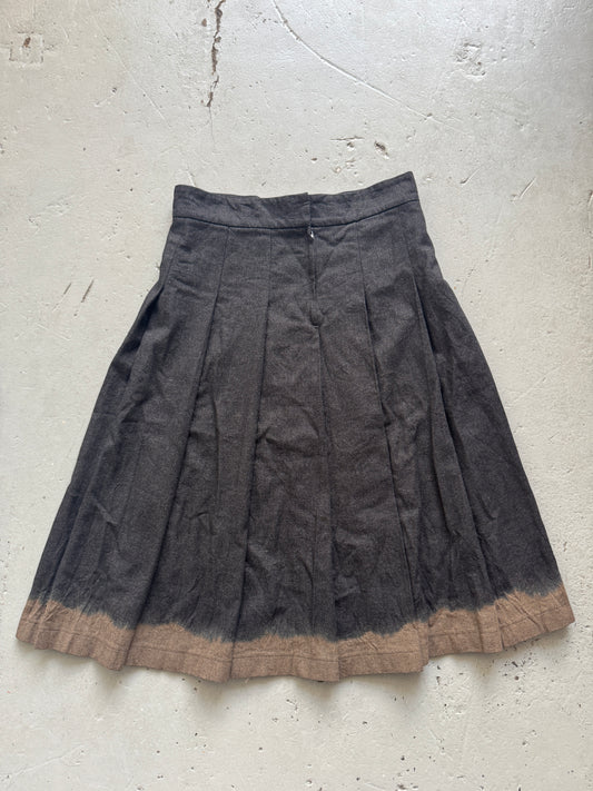 comme des garçons dip bleach wool pleat skirt