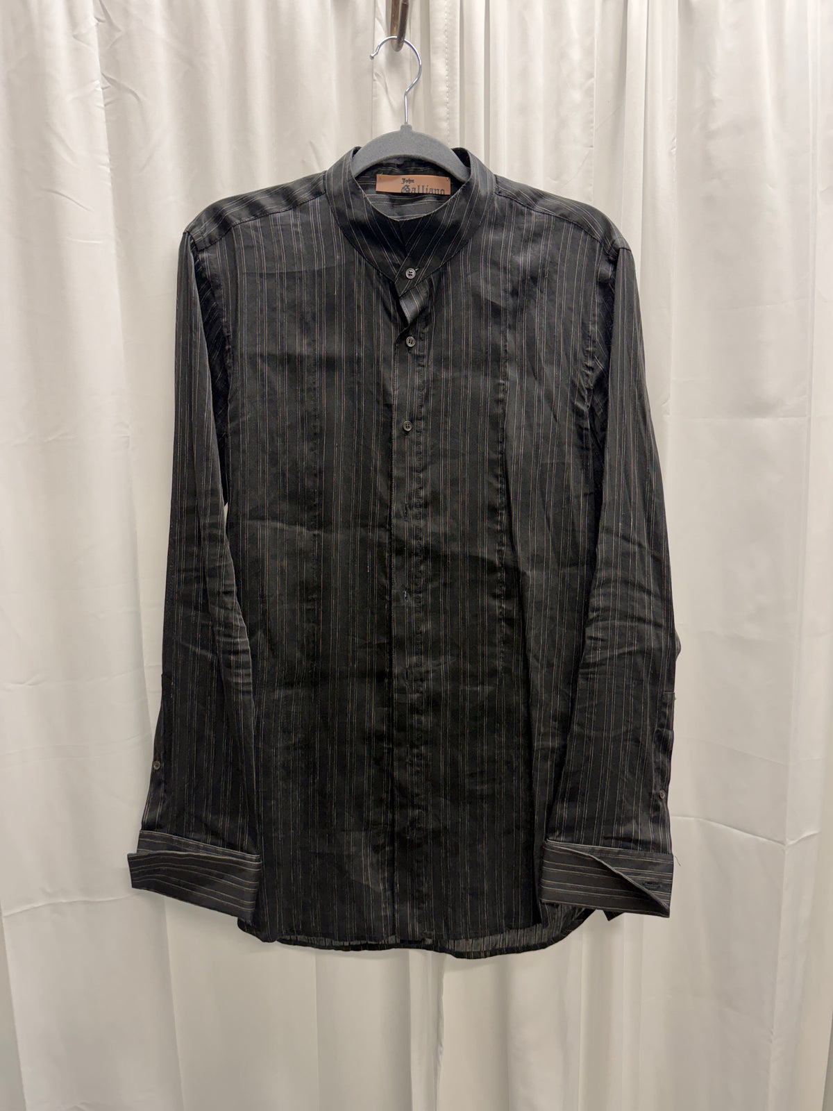 John Galliano c.2004 Double-Layer Linen Silk Pinstripe Shirt (M)