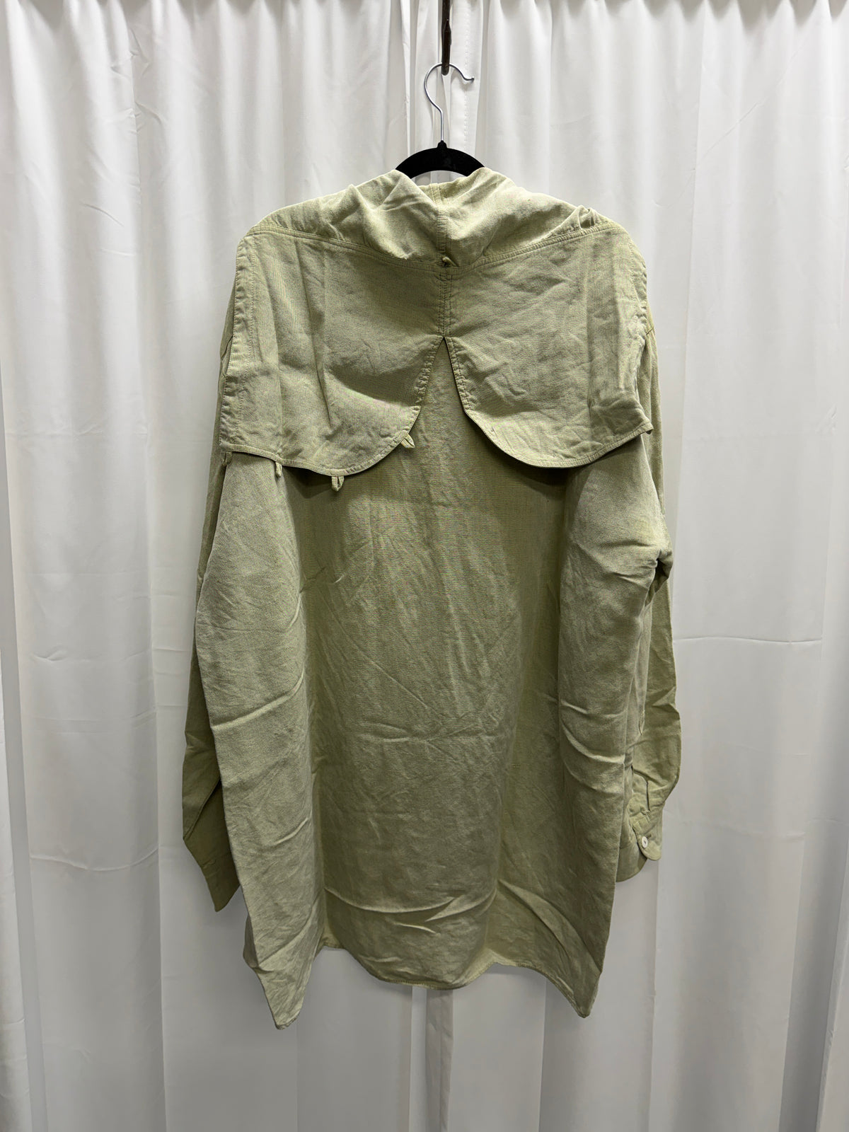 Dries Van Noten Early Pistachio Green Linen Adjustable Hooded Shirt (L)