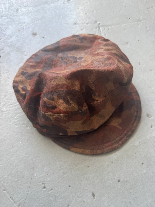 camo leather casquette hat