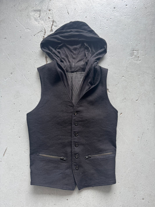 ann demeulemeester hood layer waistcoat