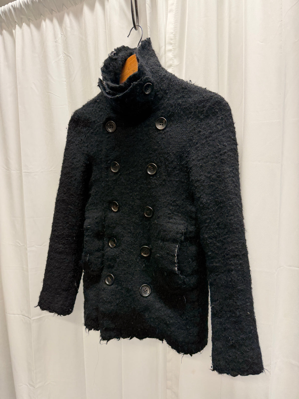 Comme Des Garcons Tricot 00s Boiled Wool High Neck Buttoned Jacket