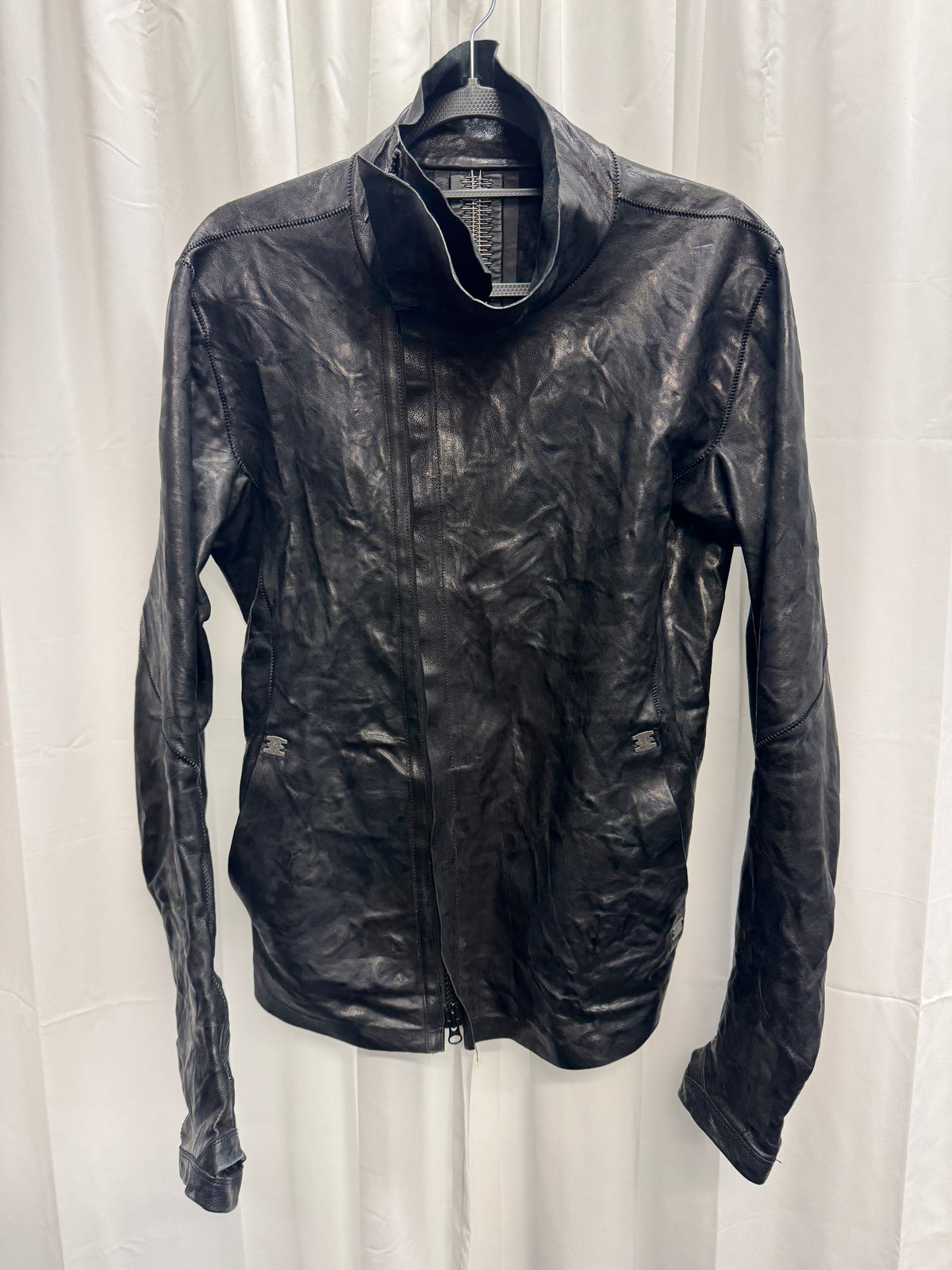 Isaac Sellam Experience Spine + Elbow Thumbholed High Neck Leather Jacket