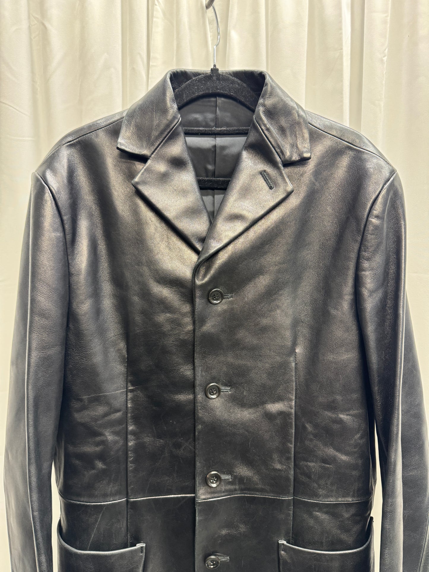 Masaki Matsushima Homme c.1999 Structured Leather Blazer Jacket