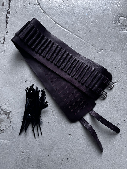 ann demeulemeester leather feather ammunition belt