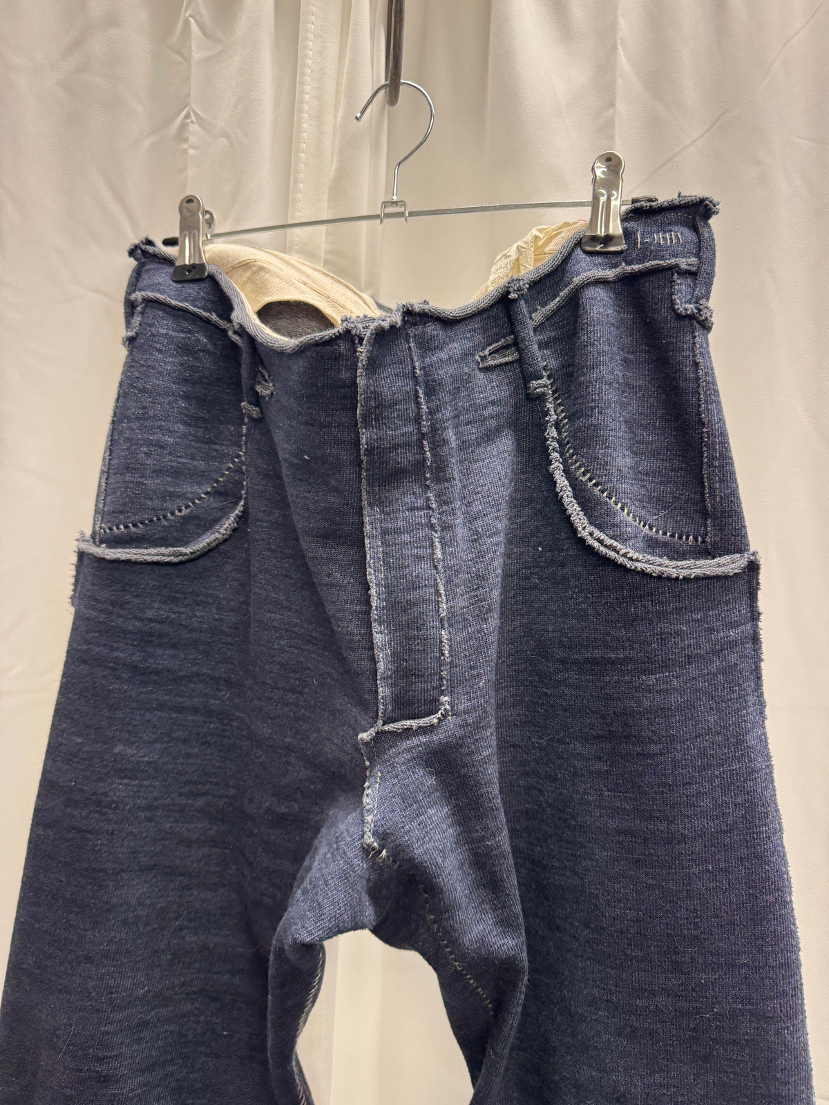 taichi murakami long overlocked stretch straight cotton trouser