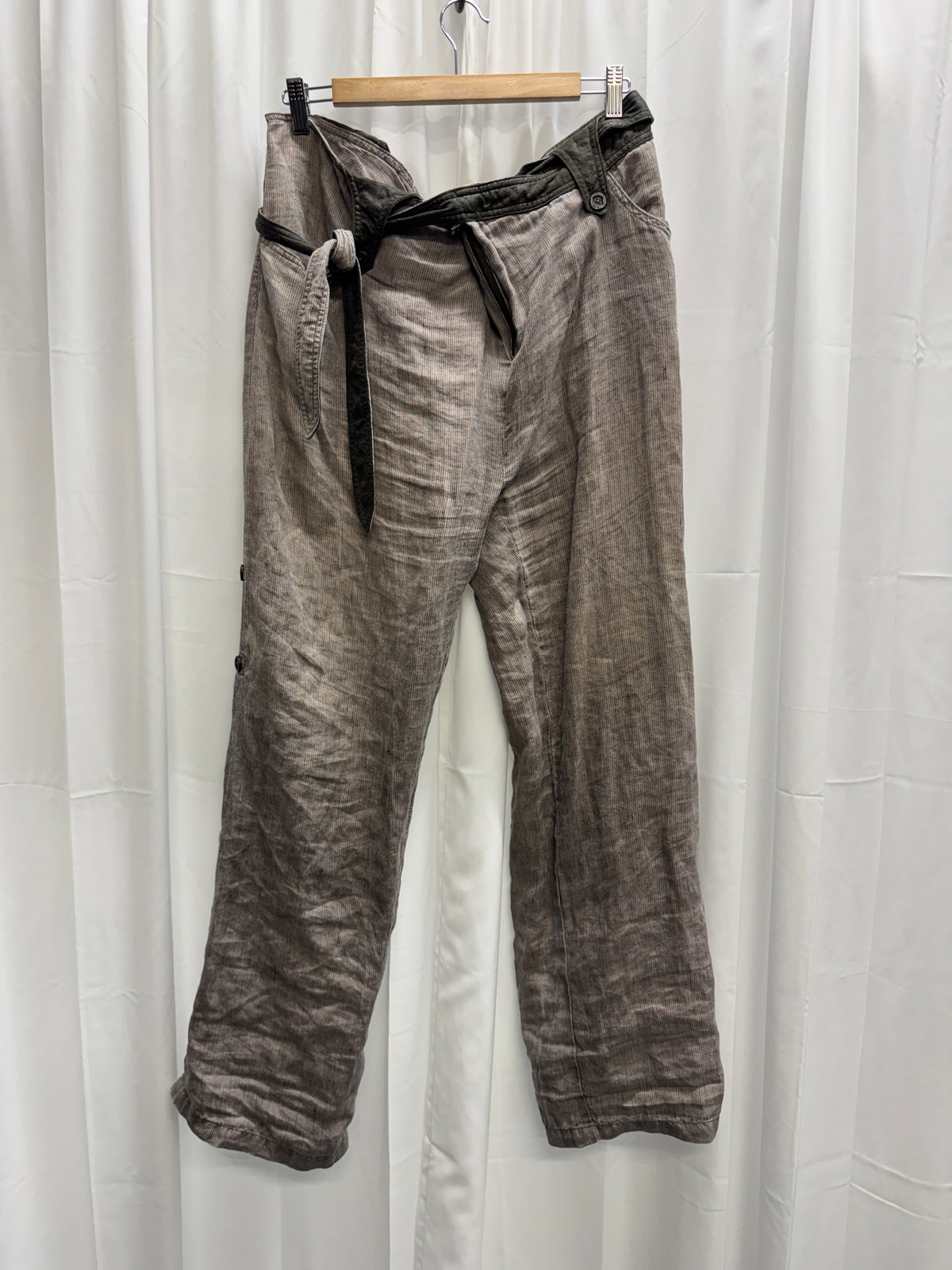 14th Addiction Linen & Leather Fisherman Trousers
