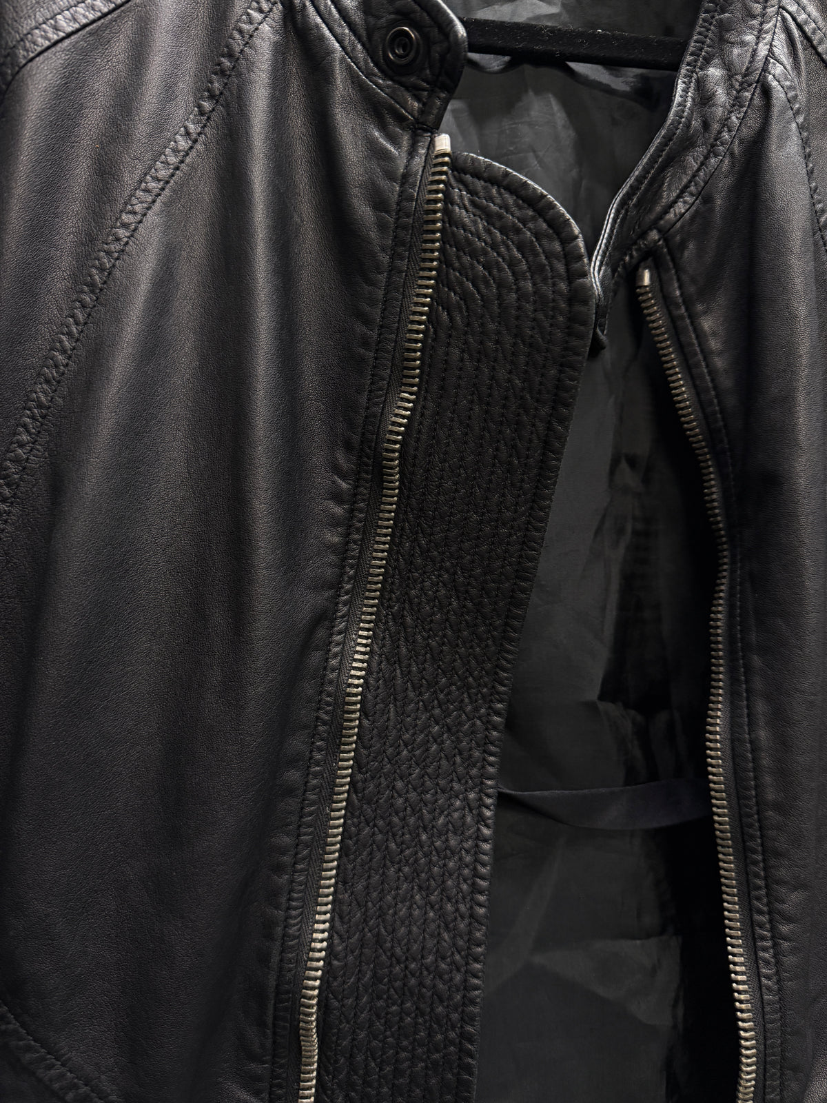 Rick Owens c.2010 Panelled Leather Zip Jacket (XS)