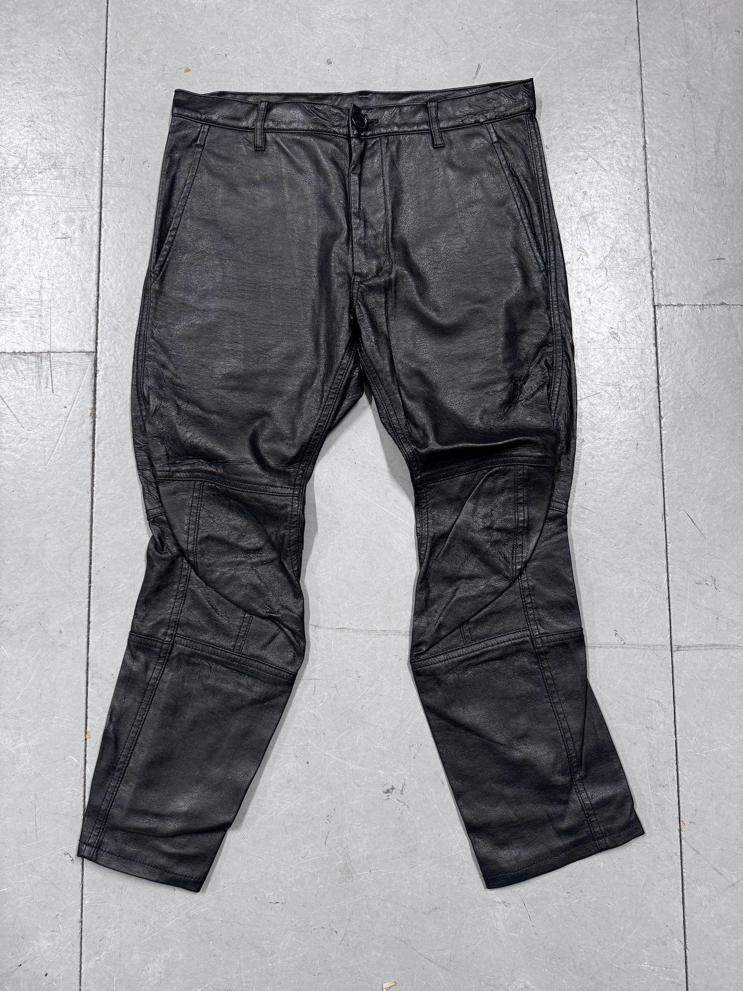 Comme Des Garçons Shirt Twist Leg Moto Leather Pants