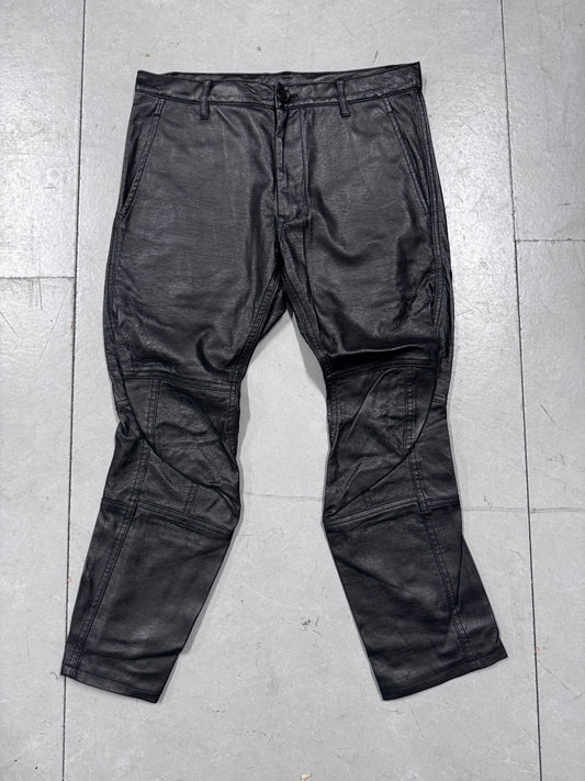 Comme Des Garçons Shirt Twist Leg Moto Leather Pants