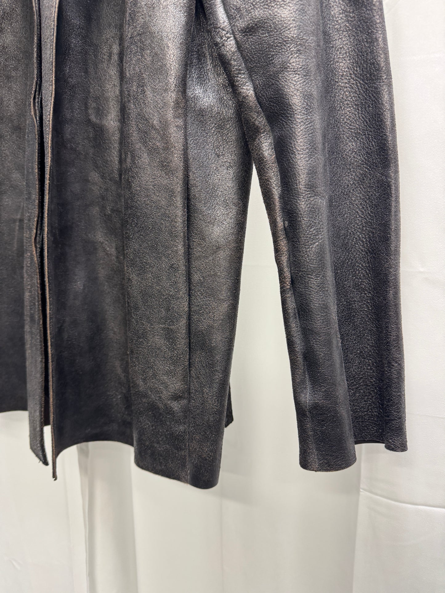 carpe diem maurizio altieri aw04 thick reverse leather collared button jacket