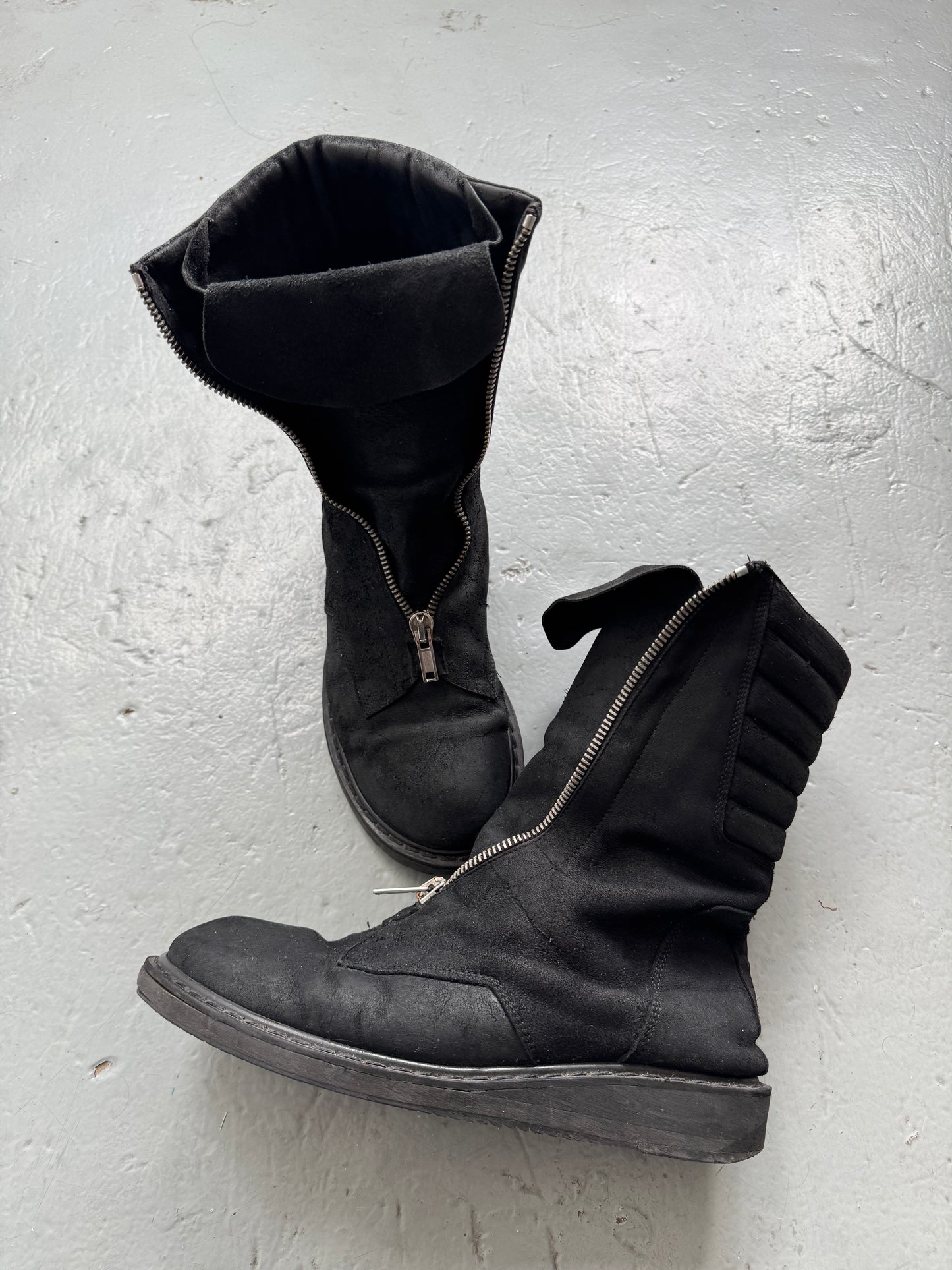 Rick Owens AW11 Limo Blistered Reverse Leather Mohawk Creeper Boot
