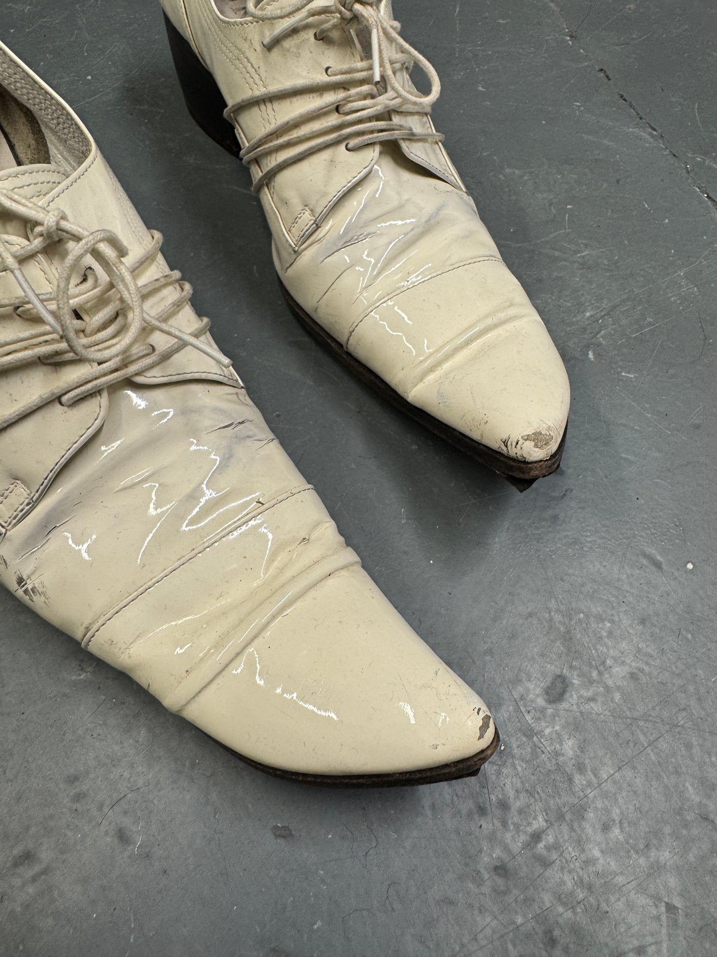Hiromu Takahara Patent White Butter Knife Pointed Shoe