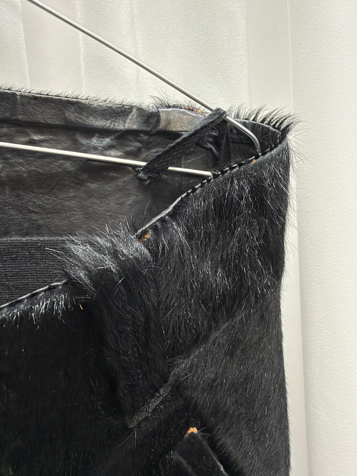 Boris Bidjan Saberi Pony Hair Drop-Crotch Structured Shorts (48)