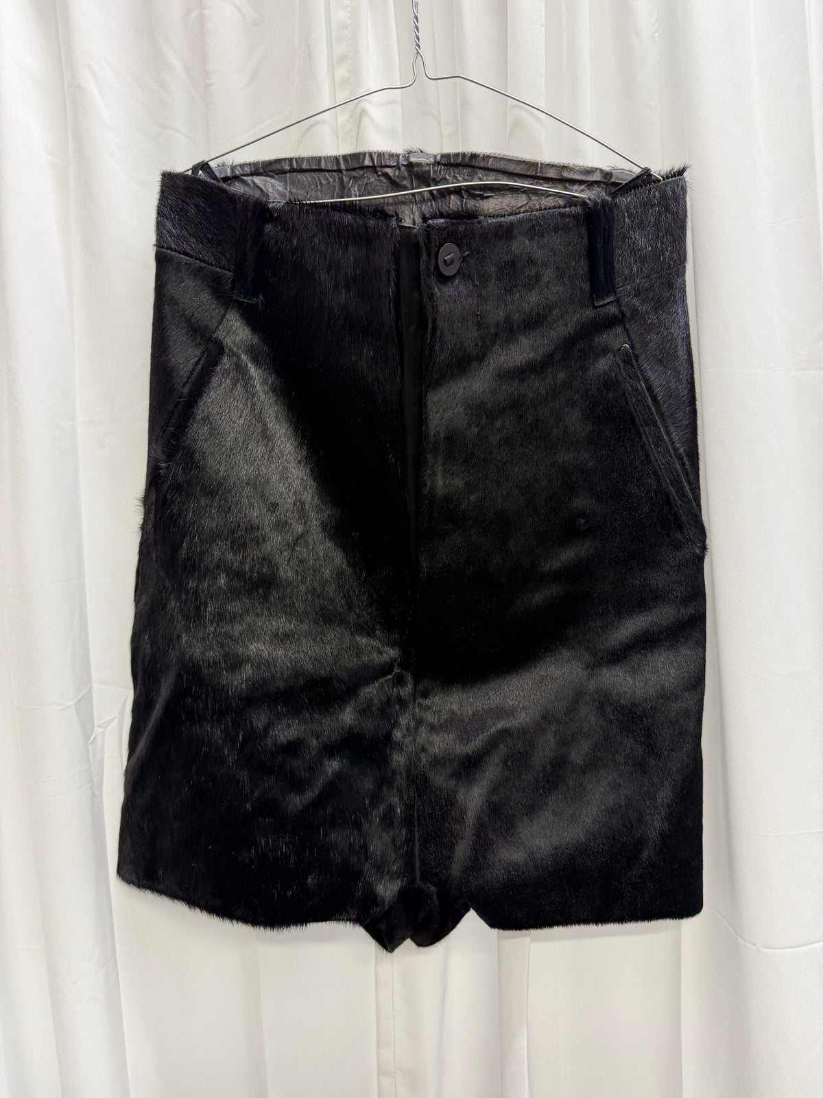 Boris Bidjan Saberi Pony Hair Drop-Crotch Structured Shorts (48)