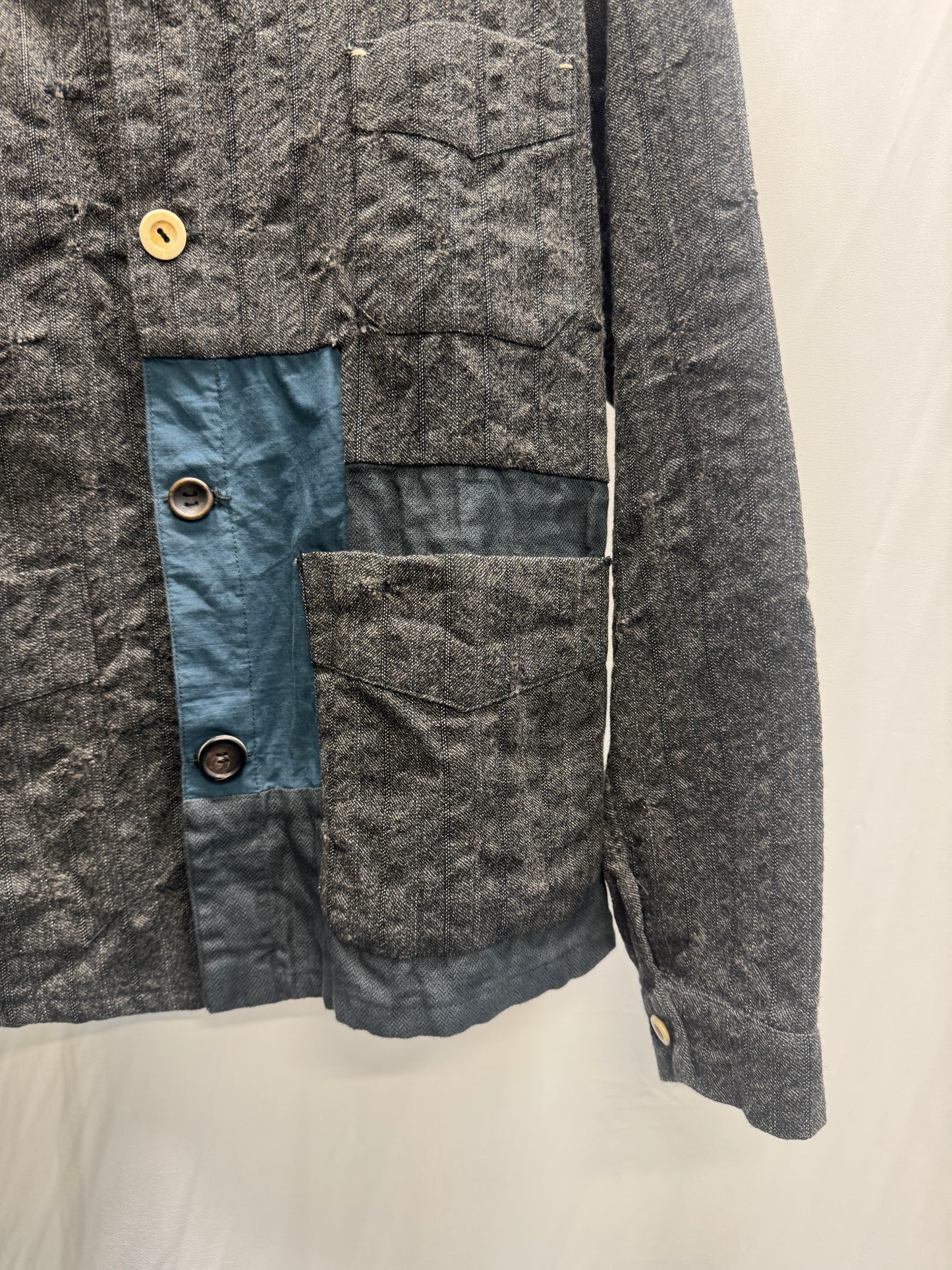 jm archivio ribot patchwork wool buttoned jacket