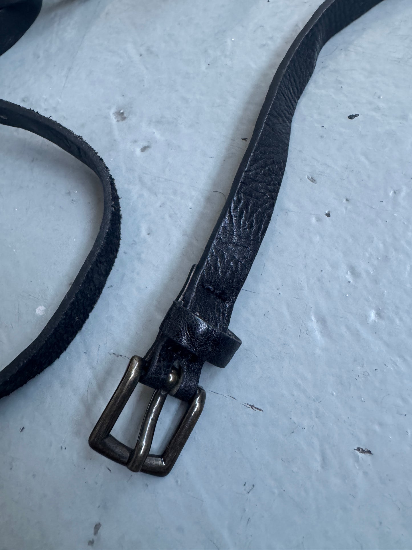 sisley textured leather double / triple wrap belt