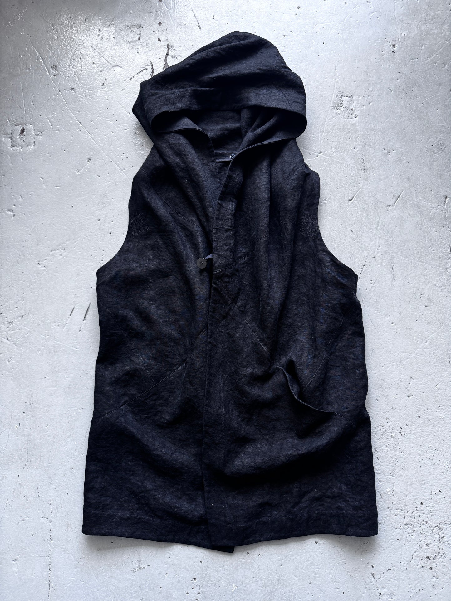 isabel benenato heavy linen hooded vest