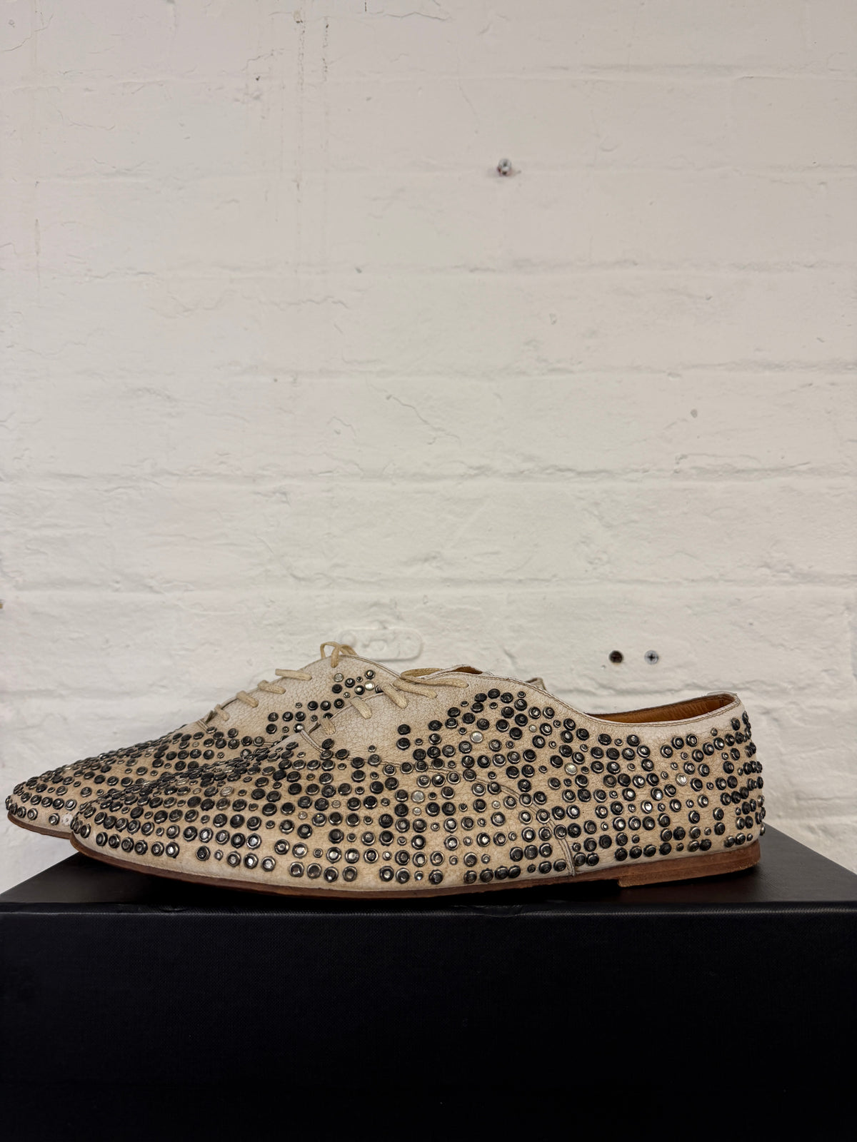 Saint Laurent Paris All Over Studded Leather Derby Shoes (44/45)