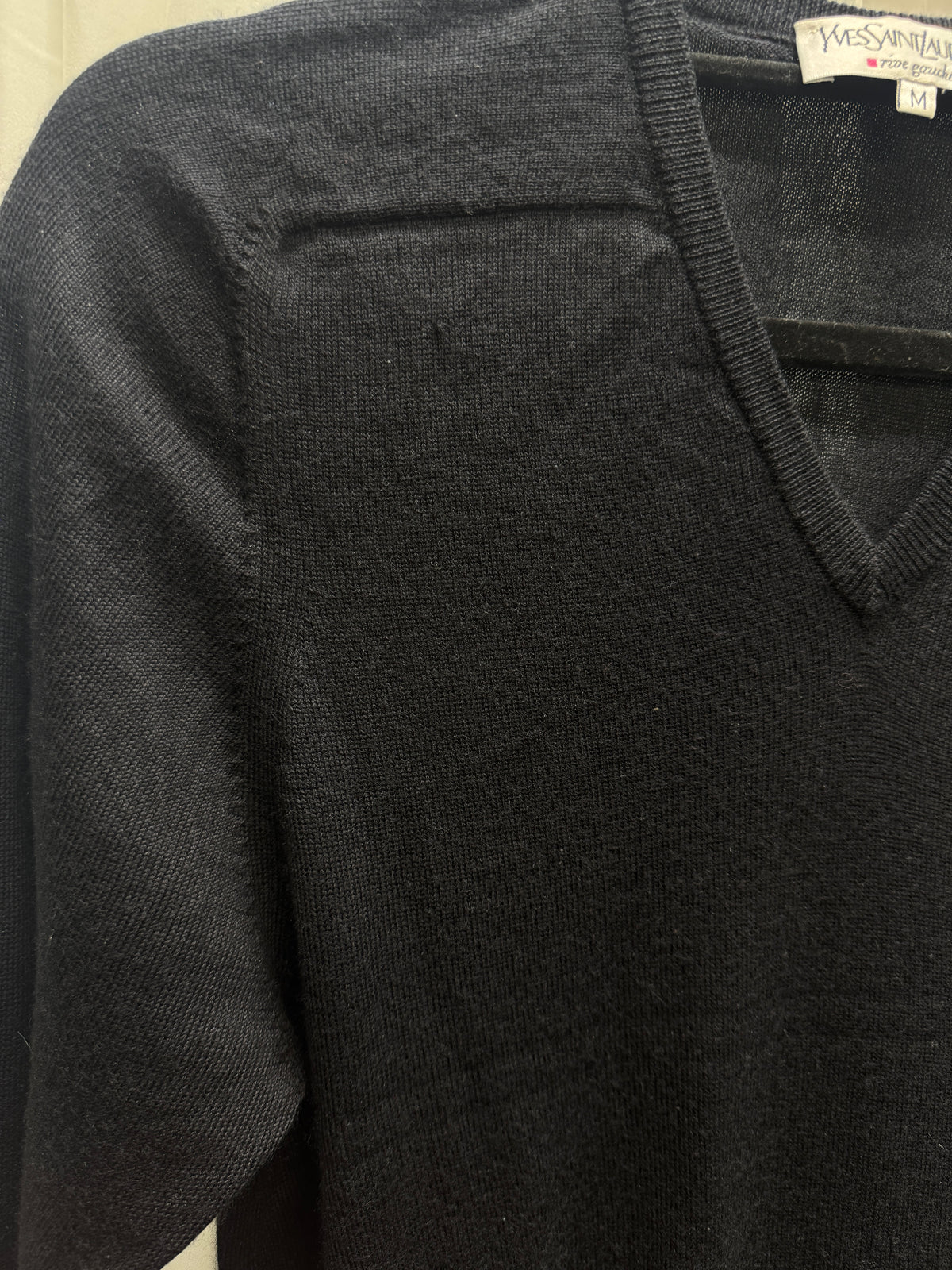 YSL Rive Gauche - 00 Hedi Slimane Silk/Cashmere Square Chest Sweater