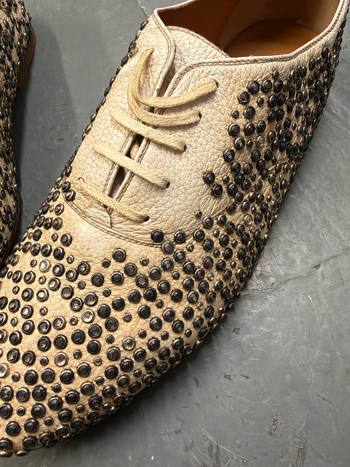 Saint Laurent Paris All Over Studded Leather Derby Shoes (44/45)