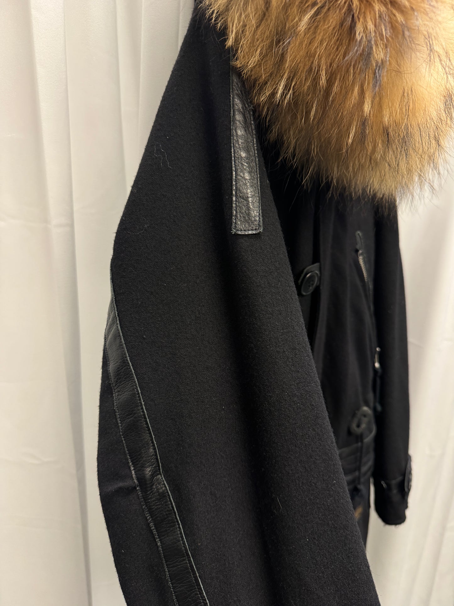 John Undercover × Pendleton AW15 - Raccoon Fur Hooded Leather Trim Wool Parka