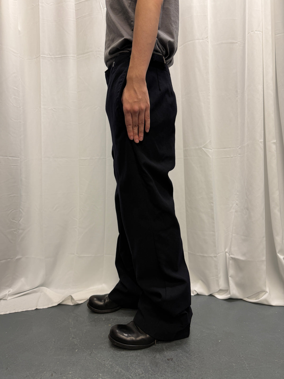 Vintage German Military Navy Buttoned Wool Trousers