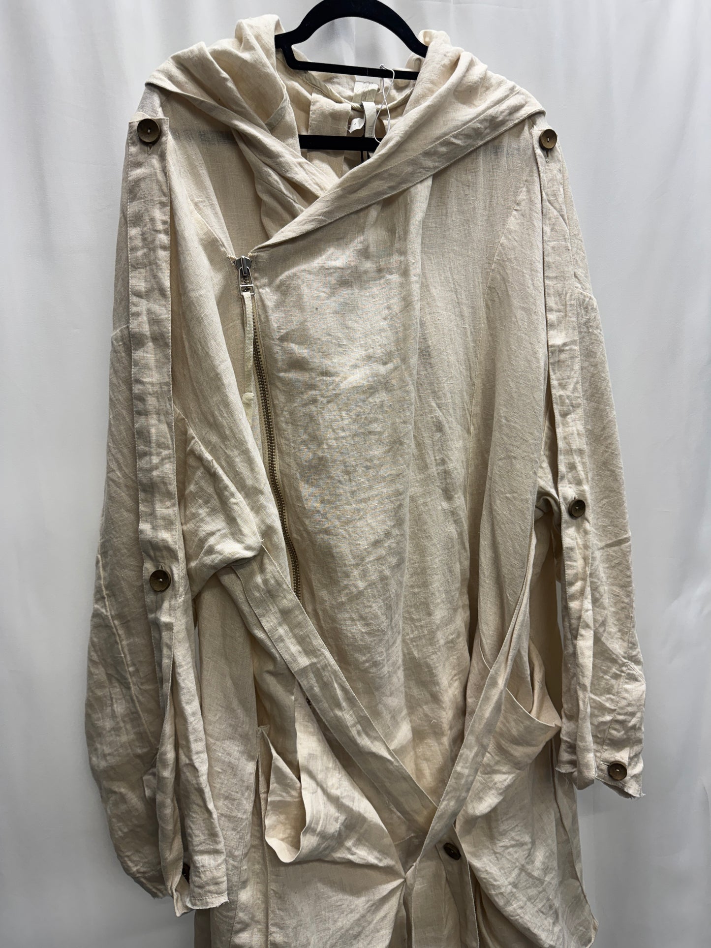 Barbara I Gongini Harness Bondage Asymmetrical Hooded Linen Coat