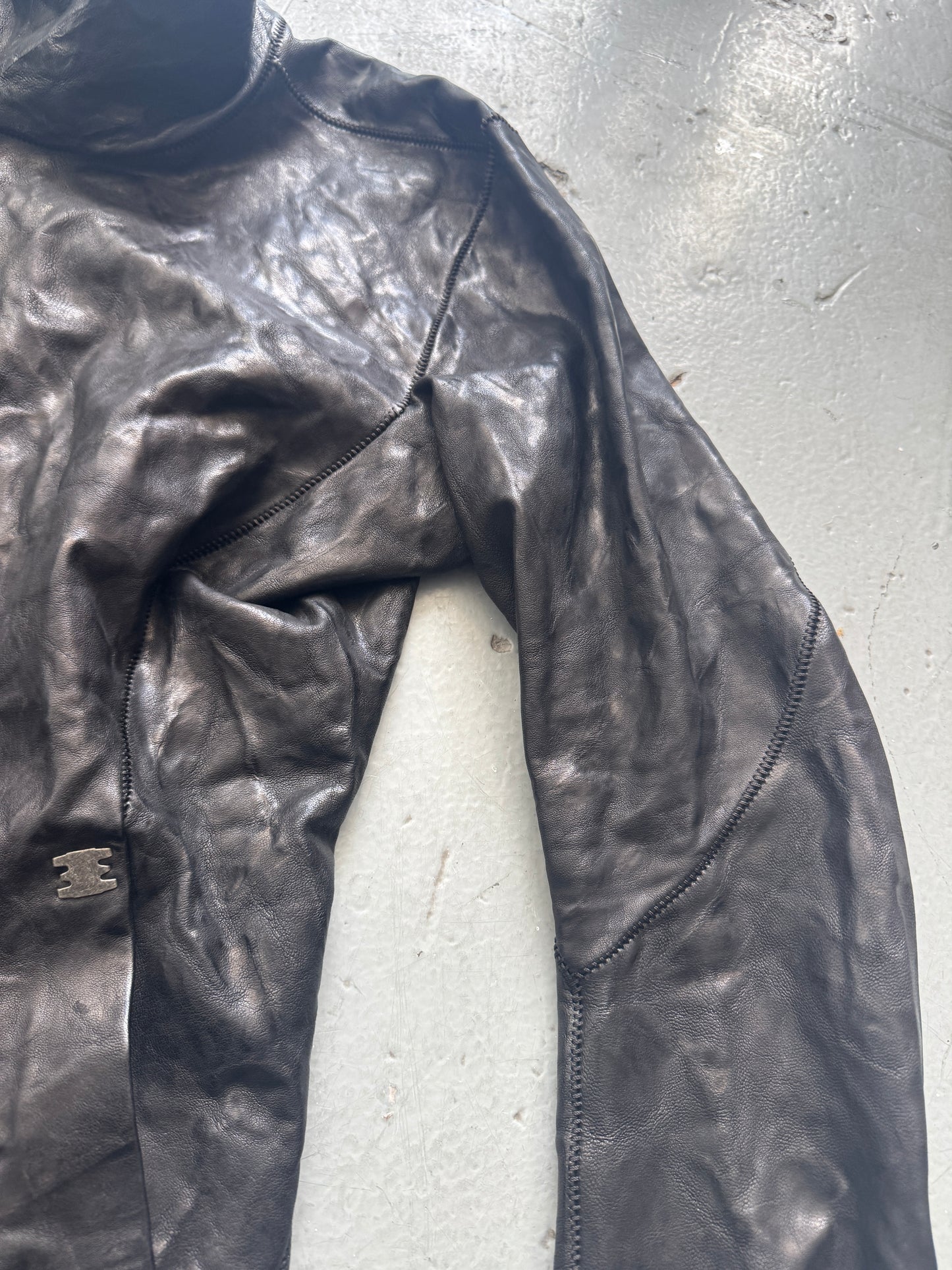isaac sellam spine and elbow staple leather jacket