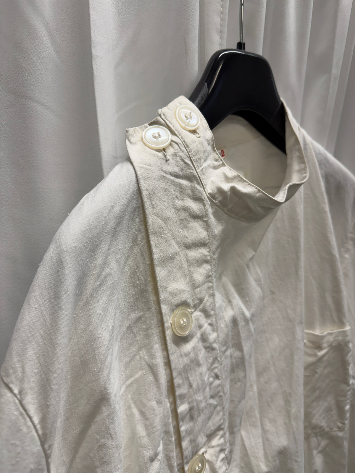 Vintage Cross-Front Buttoned Fencing-Inspired Cotton Lab Coat (M)