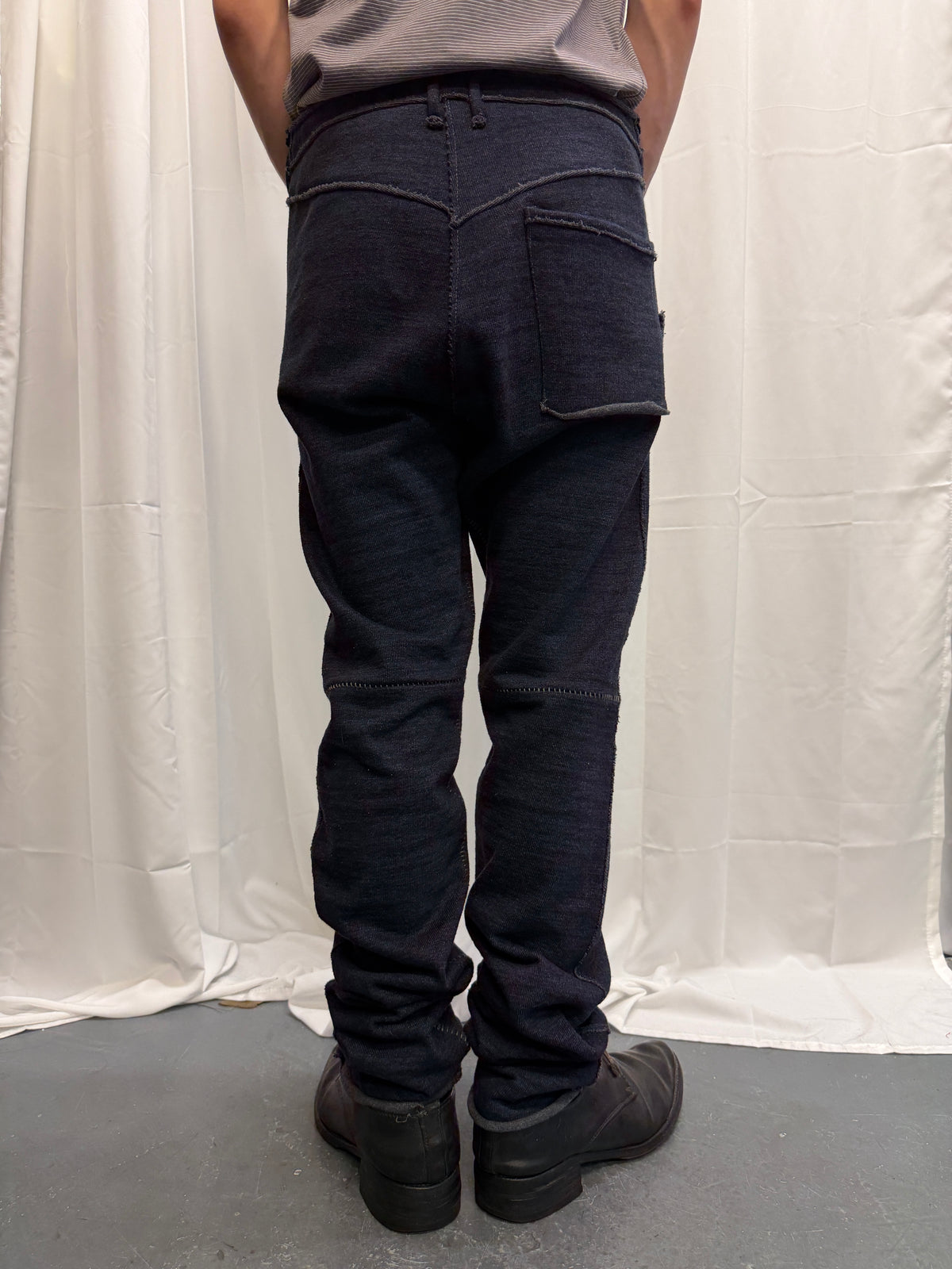 taichi murakami long overlocked stretch straight cotton trouser