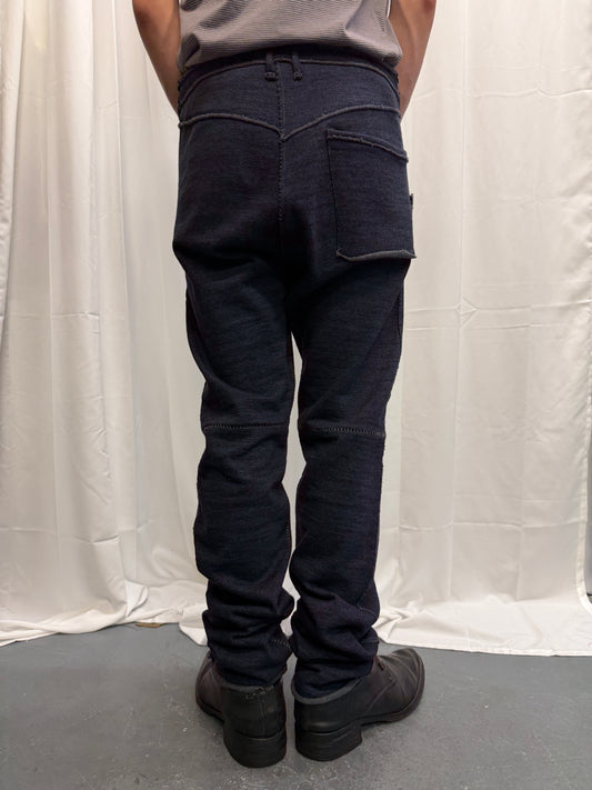 taichi murakami long overlocked stretch straight cotton trouser