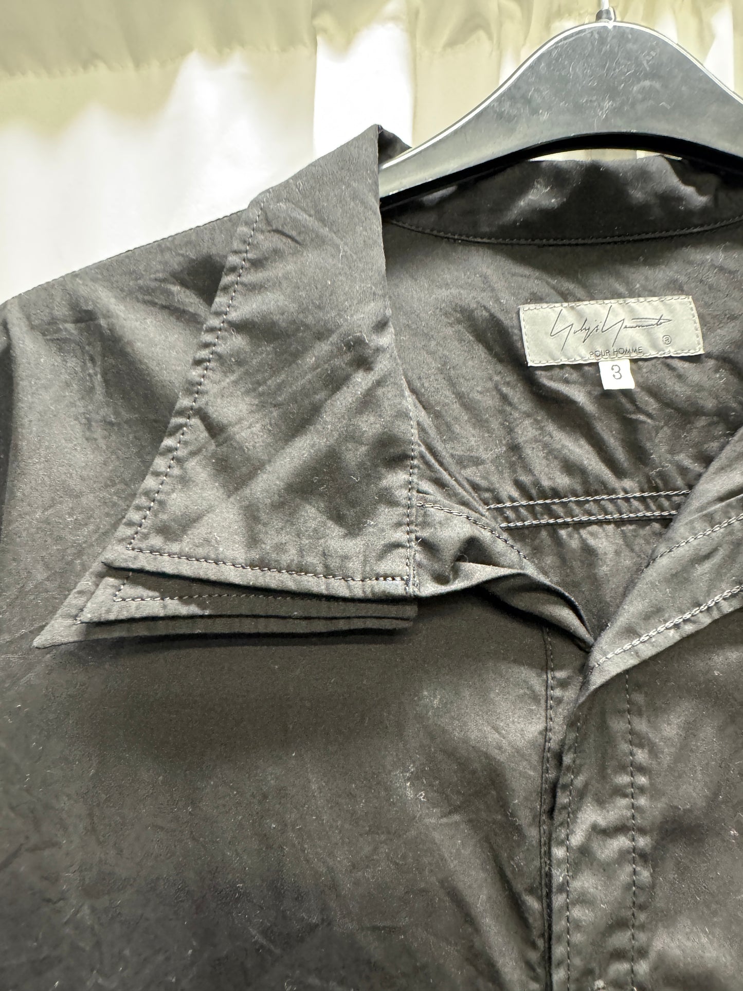 yohji yamamoto pour homme triple collar asymmetric shirt