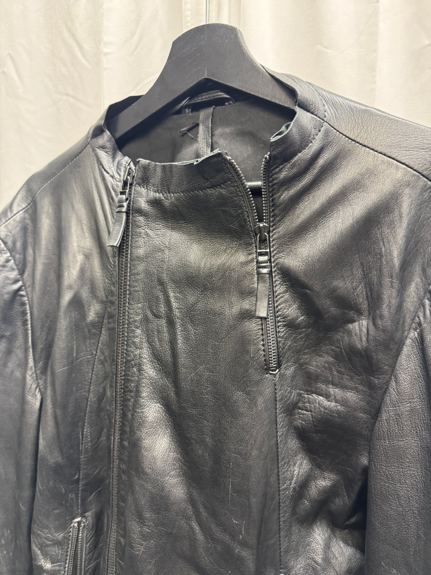 barbara i gongini zip thumbhole leather jacket