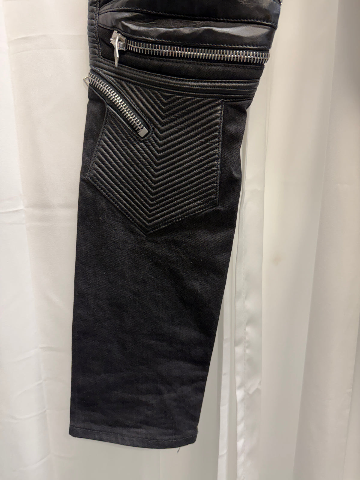Saint Laurent Paris AW14 D04 Multi-Zip Leather Panel Biker Jeans
