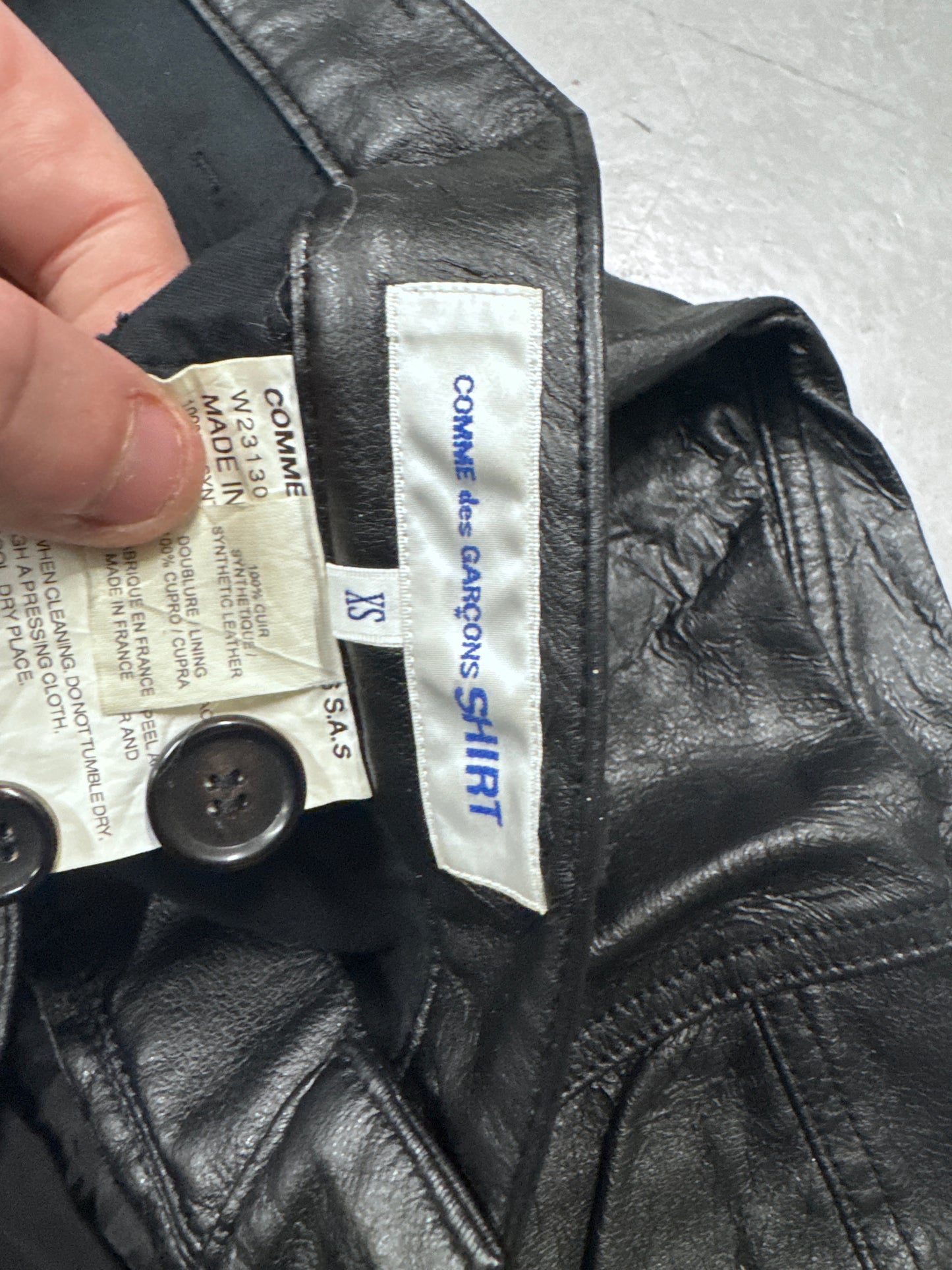 Comme Des Garçons Shirt Twist Leg Moto Leather Pants