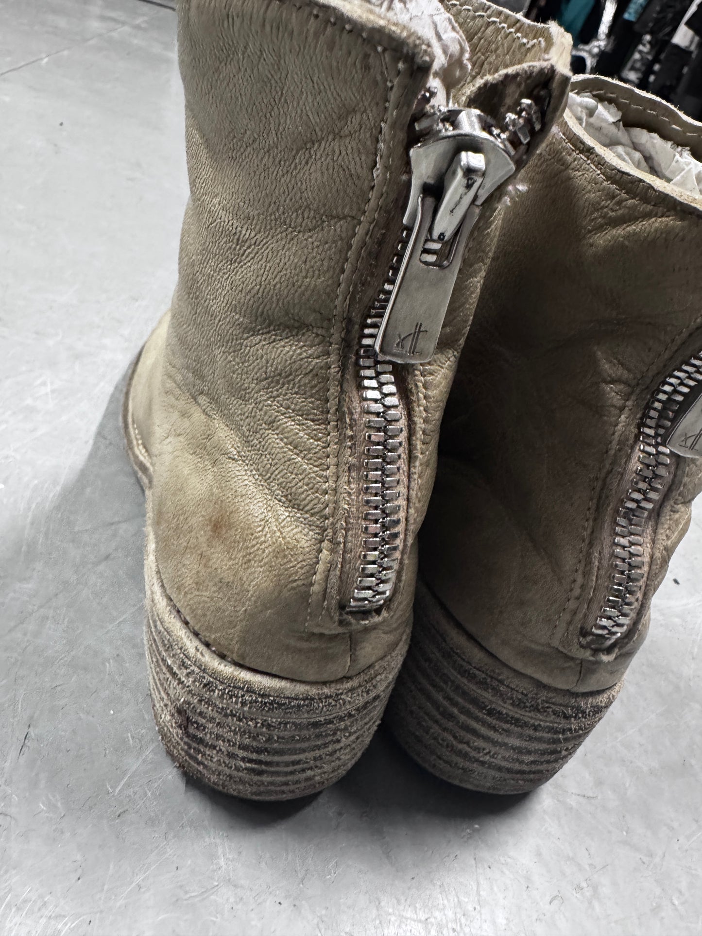 Guidi Mid Grey Backzip Boots