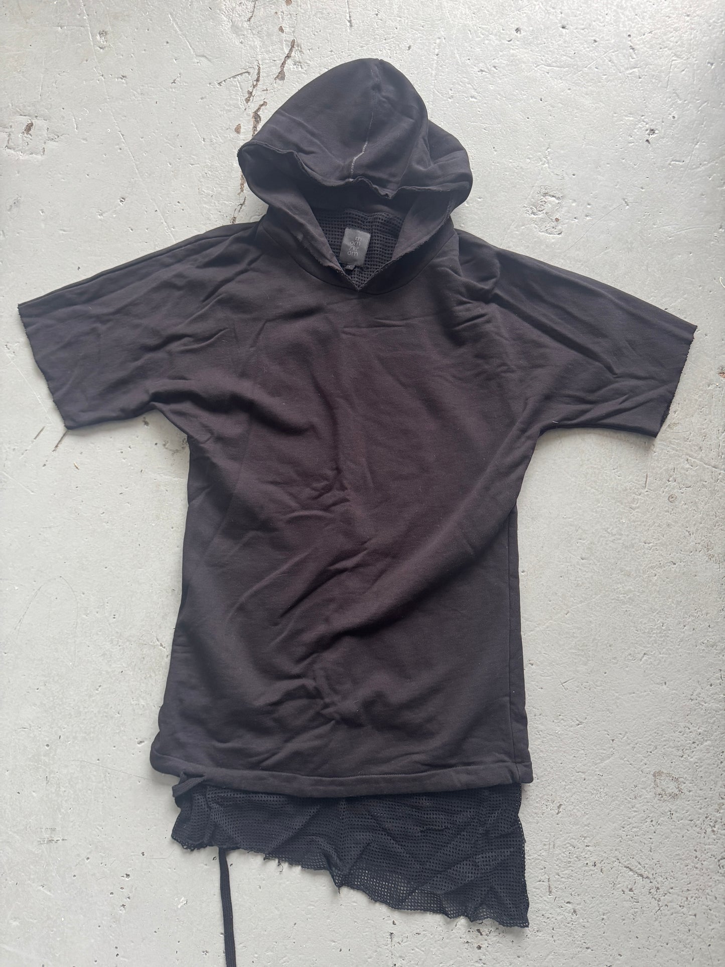 thom krom overlock layered short sleeve hoodie
