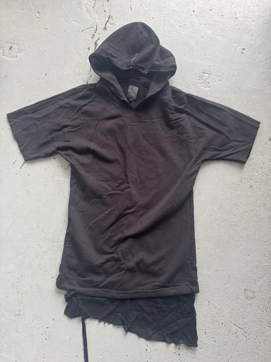 thom krom overlock layered short sleeve hoodie