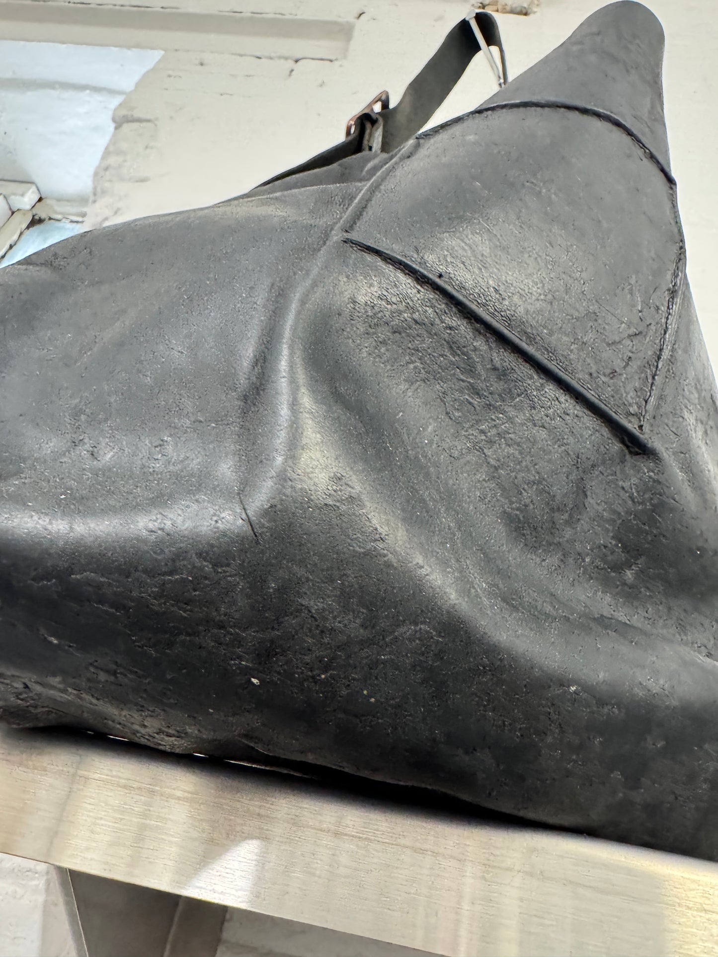 Kagari Yusuke Moulded Square Coated Leather Side Bag