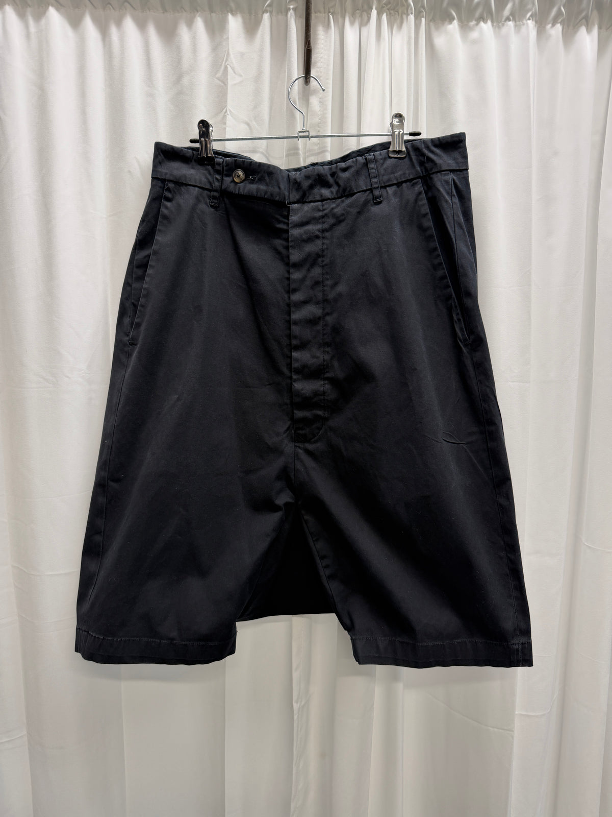 Rick Owens SS08 Creatch Tailored Cotton/Rubber Drop-Crotch Pod Shorts (S)