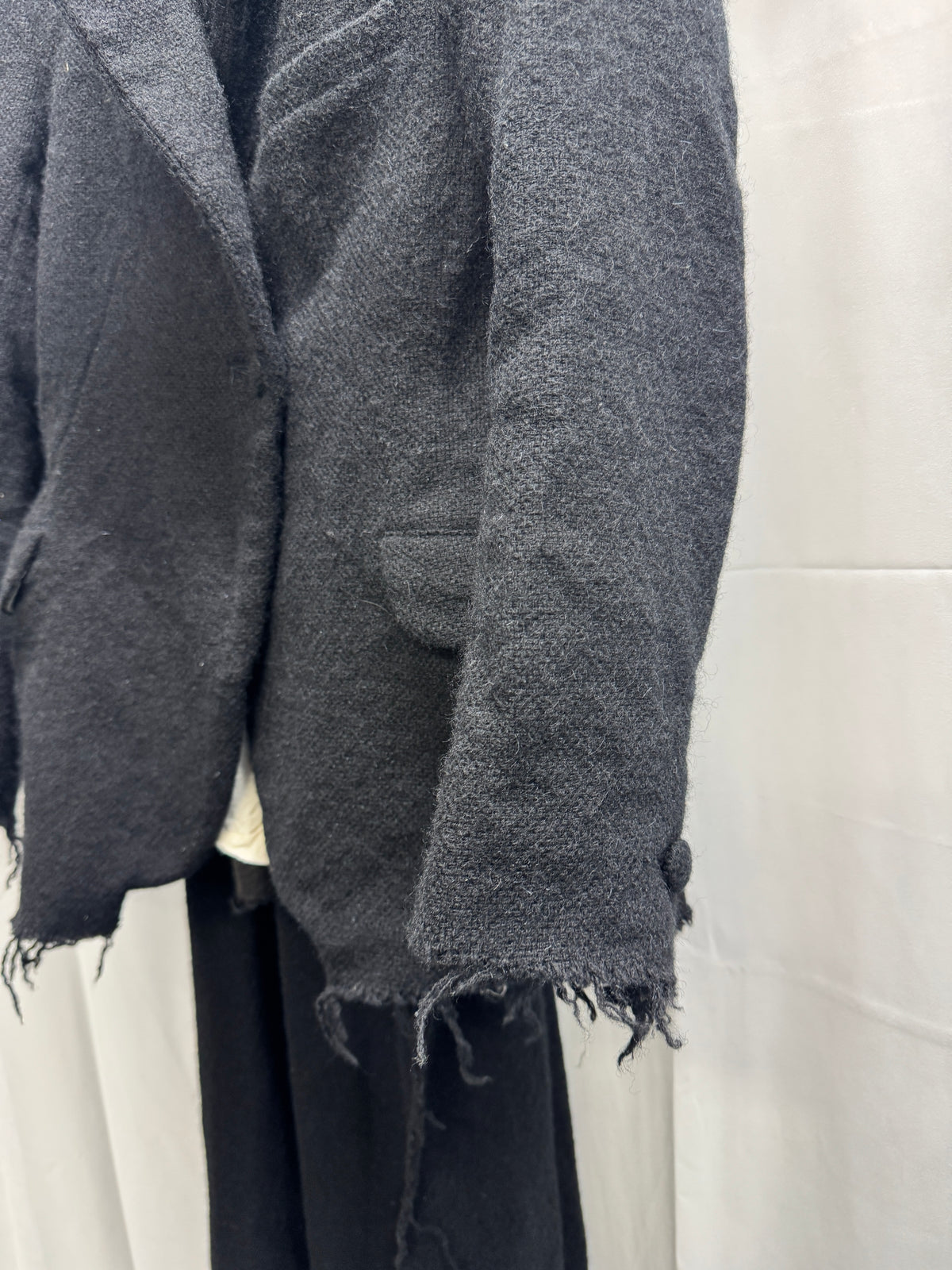 Elena Dawson Raw Wool Scarf Attachment Tailored Blazer
