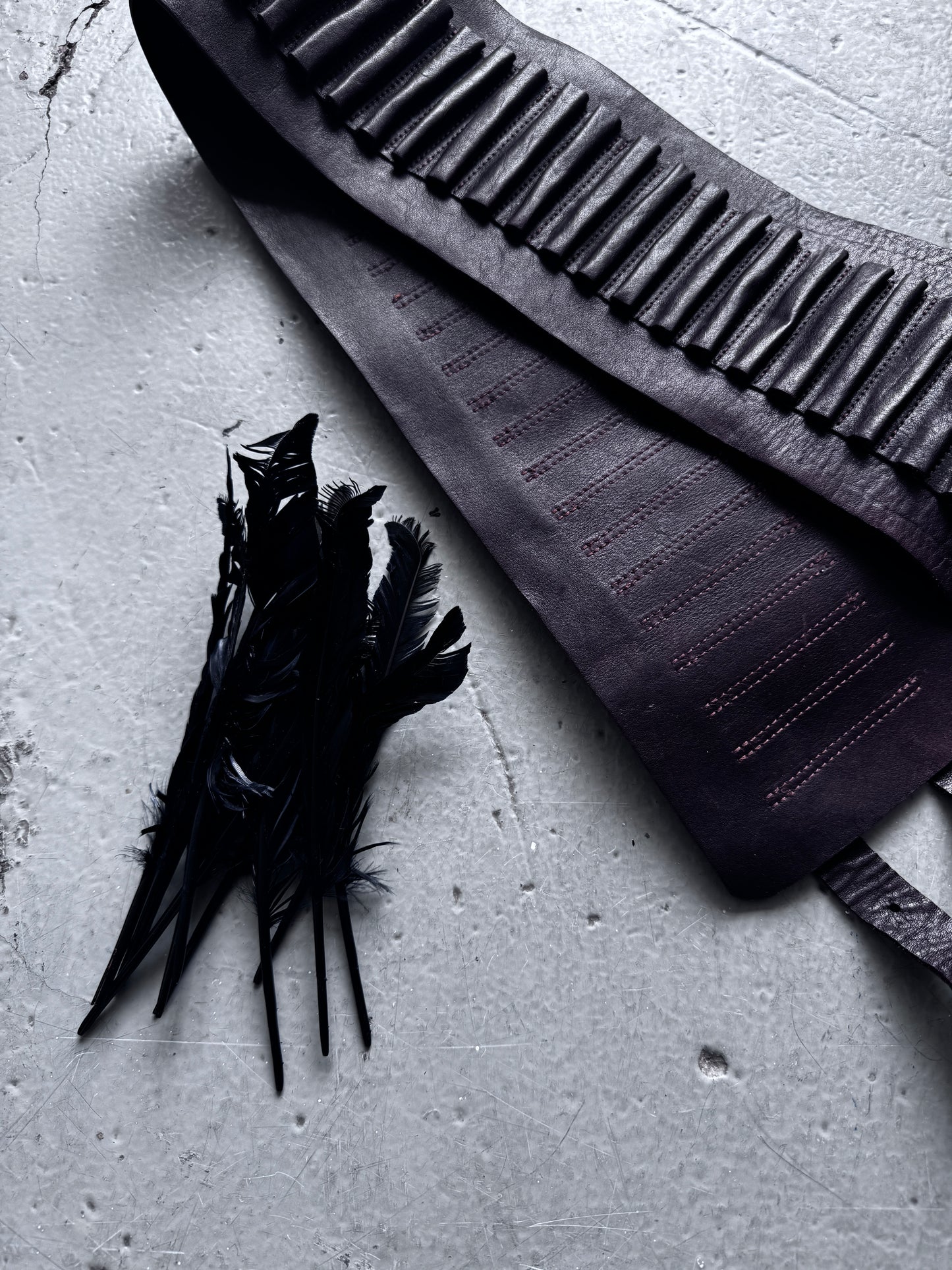ann demeulemeester leather feather ammunition belt