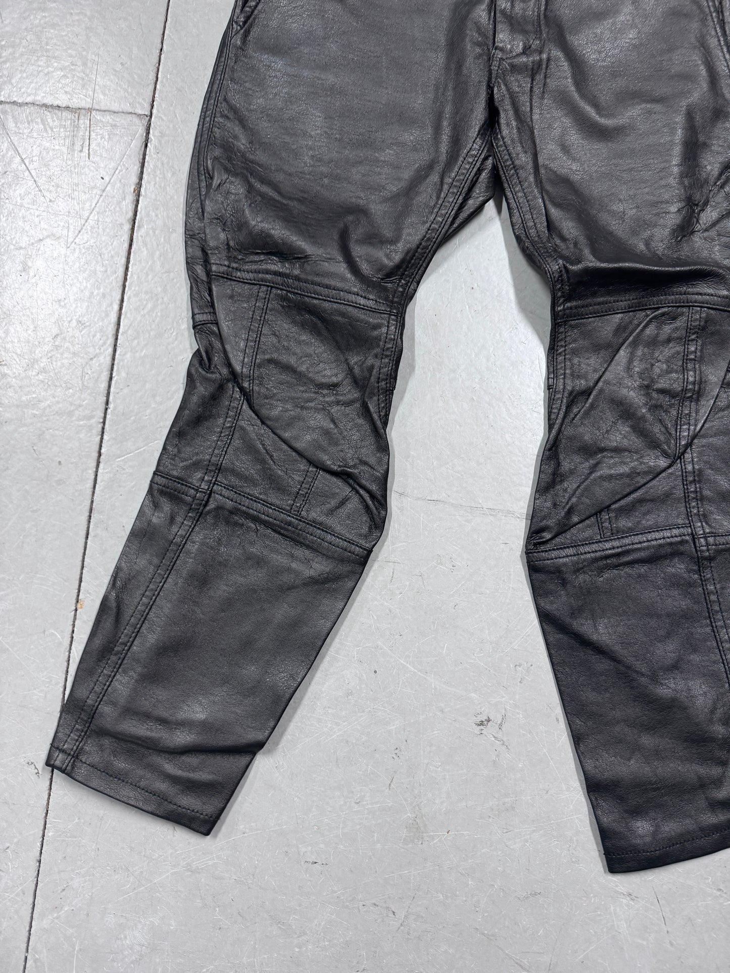 Comme Des Garçons Shirt Twist Leg Moto Leather Pants