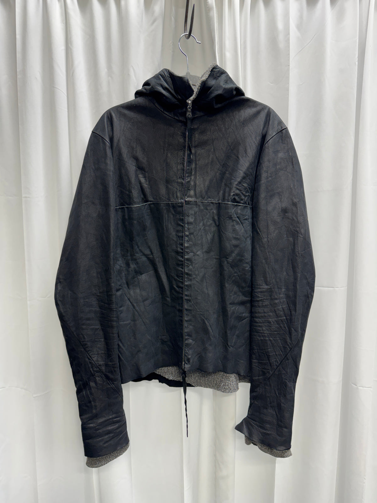 m.a+ Knit-Lined Leather Hooded Aviator Jacket