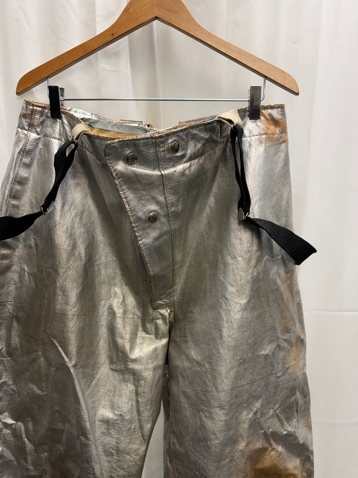 1960s US Military Fire Service Metallic Silver Trousers (L)