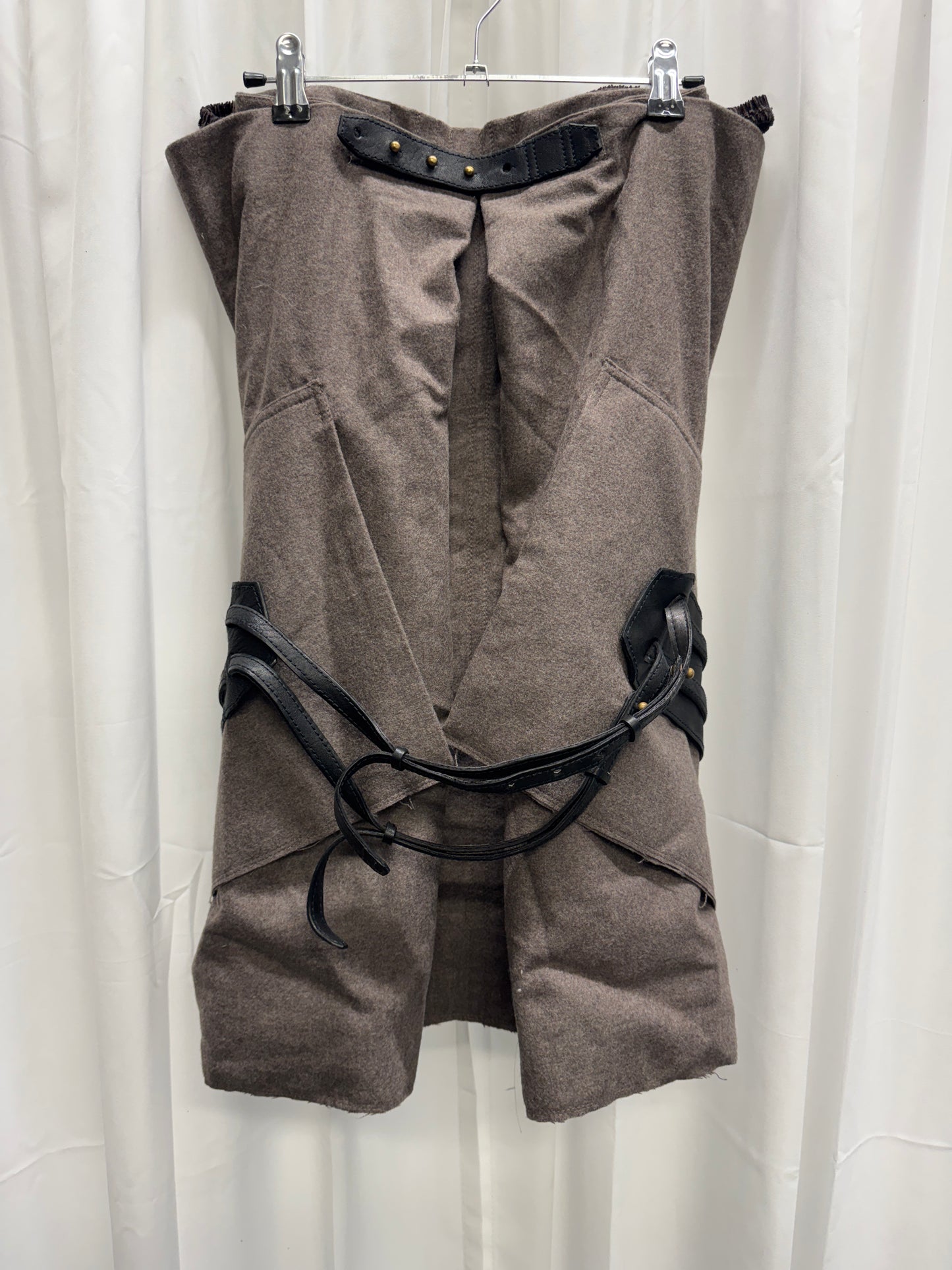 Luca Stucci 3D Wool / Leather Drape Cargo Skirt